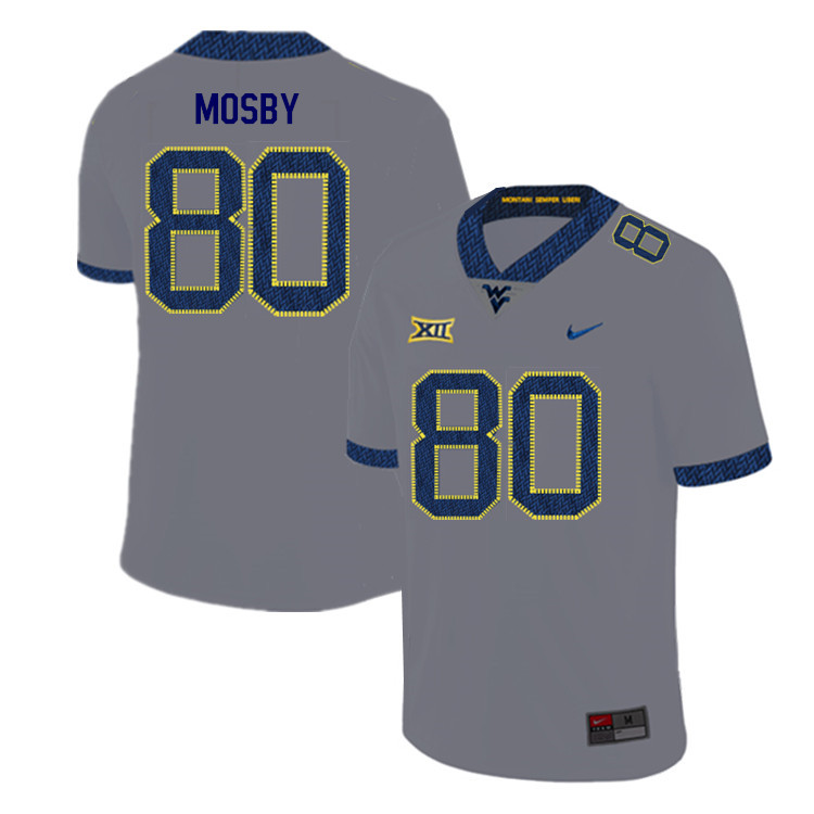 Men #80 Quamaezius Mosby West Virginia Mountaineers College Football Jerseys Sale-Gray